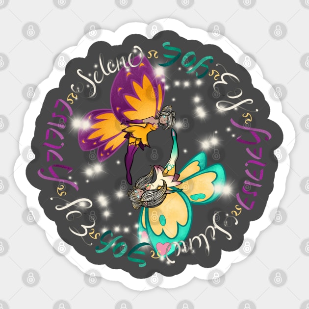 Scholar Love - Final Fantasy 14 Eos and Selene Healer Fairies Sticker by SamInJapan